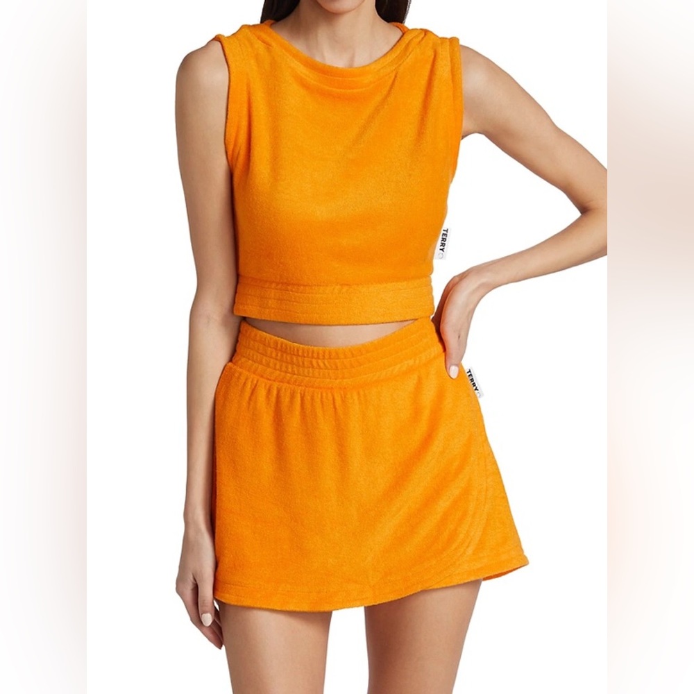 Simon Miller Bright Orange Terry Crop Tank